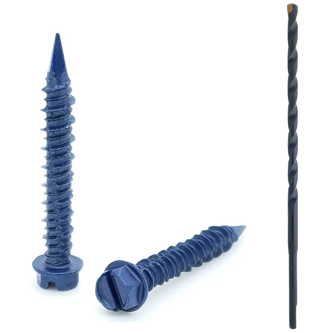 1/4" x 1-3/4" Hex Head Diamond Tip Concrete Screws To Anchor Masonry, Block & Brick, 100 Qty (BCP499)