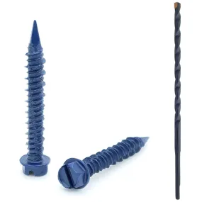 1/4" x 1-3/4" Hex Head Diamond Tip Concrete Screws To Anchor Masonry, Block & Brick, 100 Qty (BCP499)