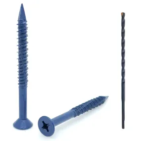 1/4" x 2-3/4" Flat Head Phillips Diamond Tip Concrete Screws To Anchor Masonry, Block & Brick, 100 Qty (BCP495)