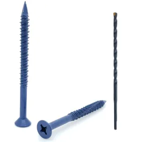 1/4" x 3-1/4" Flat Head Phillips Diamond Tip Concrete Screws To Anchor Masonry, Block & Brick, 100 Qty (BCP496)