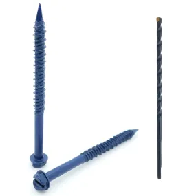 1/4" x 3-1/4" Hex Head Diamond Tip Concrete Screws To Anchor Masonry, Block & Brick, 100 Qty (BCP502)