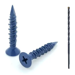3/16 x 1-1/4 Flat Head Phillips Diamond Tip Concrete Screws To Anchor Masonry, Block & Brick, 100 Qty (BCP480)