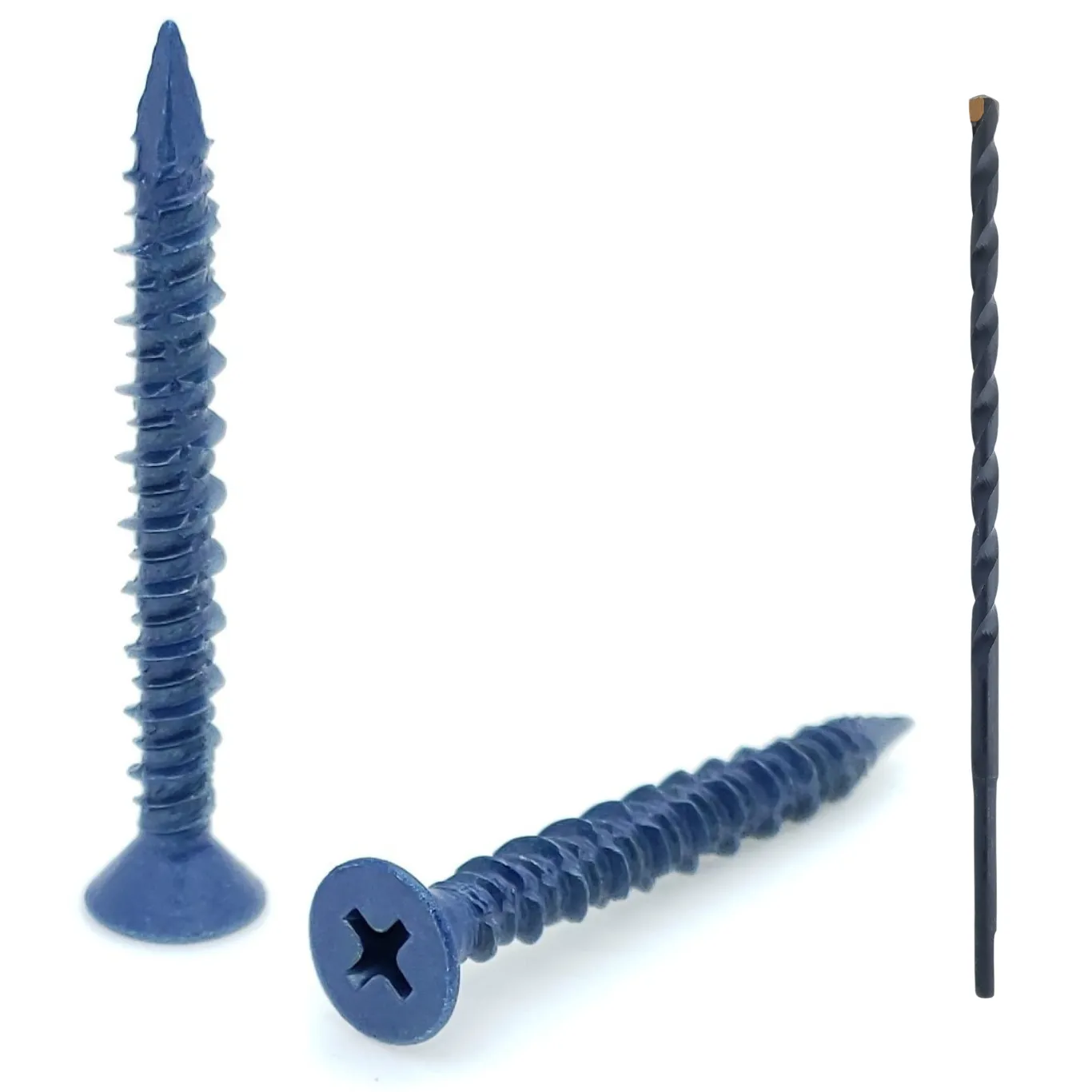 3/16" x 1-3/4" Flat Head Phillips Diamond Tip Concrete Screws To Anchor Masonry, Block & Brick, 100 Qty (BCP481)