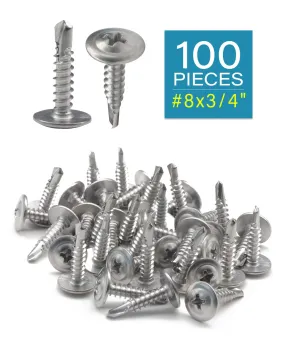 IMScrews 100pcs #8 x 3/4" Self Drilling Truss Head Screws Standard Thread Wood Work MDF 410 Stainless Steel