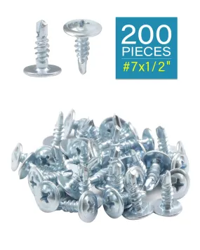 IMScrews 200pcs #7 x 1/2" Self Drilling Truss Head Screws Standard Thread Wood Work MDF Zinc