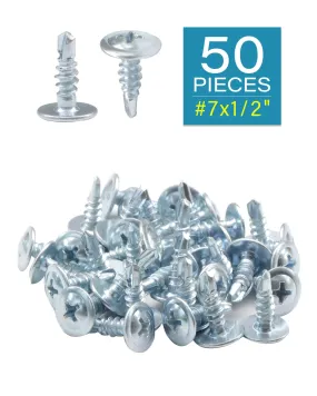 IMScrews 50pcs #7 x 1/2" Self Drilling Truss Head Screws Standard Thread Wood Work MDF Zinc