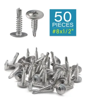 IMScrews 50pcs #8 x 1/2" Self Drilling Truss Head Screws Standard Thread Wood Work MDF 410 Stainless Steel