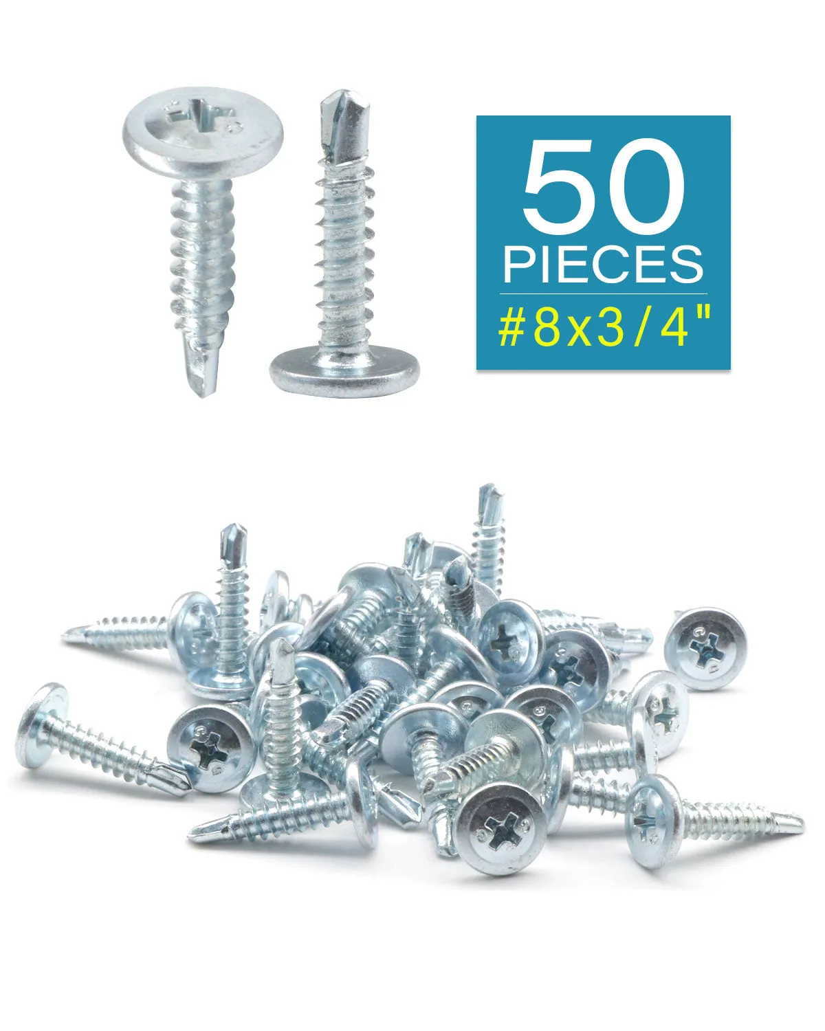 IMScrews 50pcs #8 x 3/4" Self Drilling Truss Head Screws Standard Thread Wood Work MDF Zinc