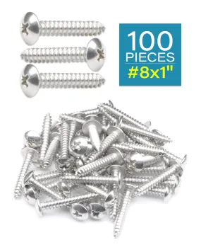IMScrews #8 x 1"(25mm) 100Pcs 304 Stainless Steel Phillips Truss Head Self Tapping Sheet Metal Screws Assortment Kit